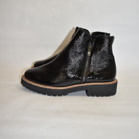 $550 Paul Green Natick Faux Fur Lined Boot LUG SOLE BLACK ZIP BLACK 10.5 (TC20) - Picture 4 of 7
